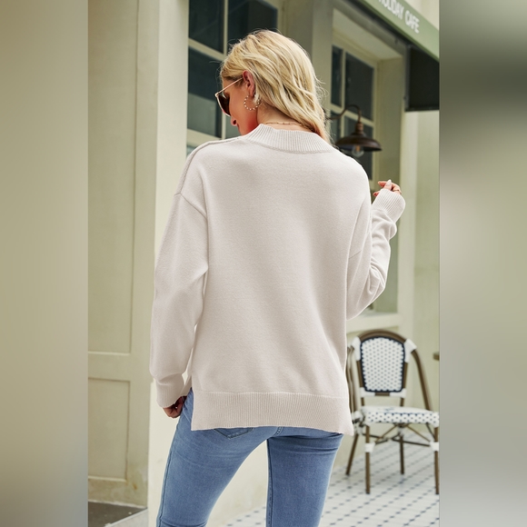 Contrast Lip Pattern Round Neck Slit Sweater--SALE!! SALE!! - Picture 3 of 4